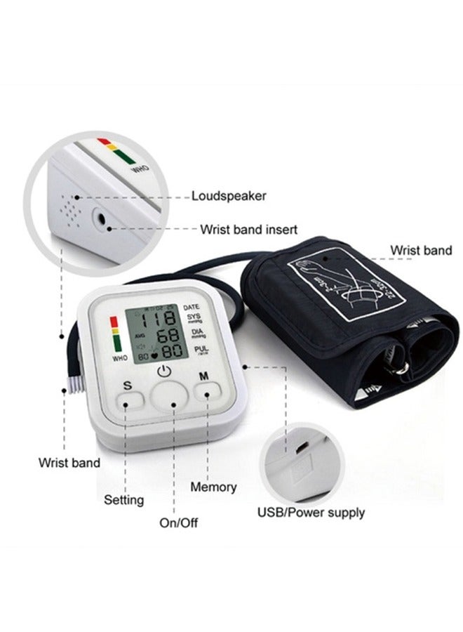 Upper Arm Electronic Blood Pressure Monitor – Medical-Grade Accuracy, Home Use, English Voice Guidance, Automatic Detection, Type-C Power Cable - Image 3