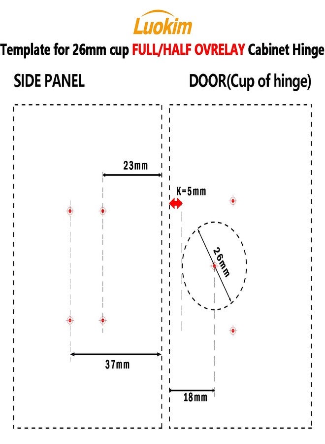 Luokim 26mm Mini Cup Soft Close Hinge for Thin Door Full Overlay Concealed Cabinet Hinge with Screws Nickel Finish 2 Pcs - Image 3