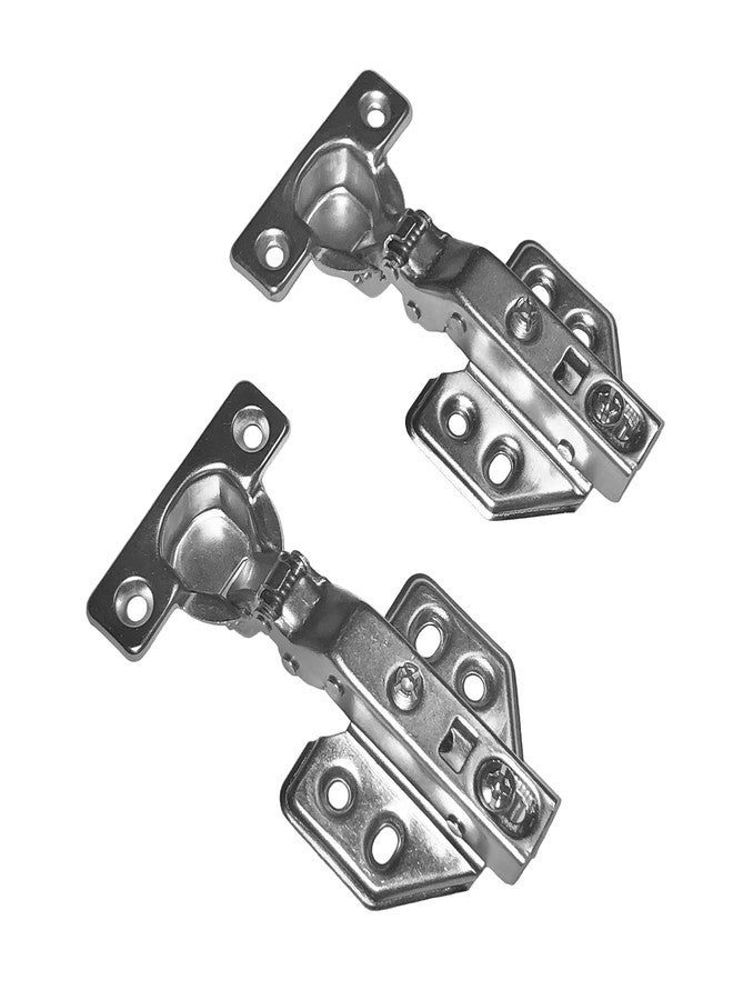 Luokim 26mm Mini Cup Soft Close Hinge for Thin Door Full Overlay Concealed Cabinet Hinge with Screws Nickel Finish 2 Pcs - Image 1