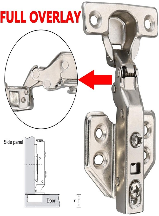 Luokim 26mm Mini Cup Soft Close Hinge for Thin Door Full Overlay Concealed Cabinet Hinge with Screws Nickel Finish 2 Pcs - Image 2
