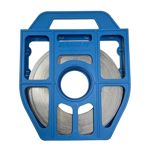 BAND-IT C204B9 201 Stainless Steel Bright Annealed Finish Band, 1/2" Width X 0.030" Thick, 100 Feet Roll in Blue Tote - Image 1