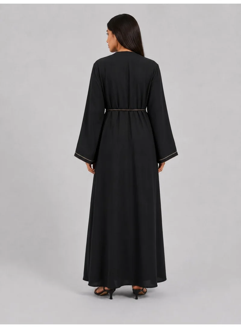 عباءات ريم Women's Embroidered Abaya with Matching Sheila