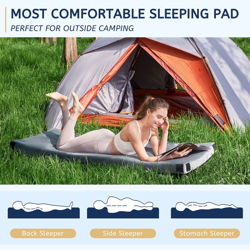 Home Mate HomeMate Memory Foam Camping Cot Mattress Pad Mat-Sleeping Pad Mat Portable Roll Up Travel Mattress CertiPUR-US for Adults-Camping Bed for Guests Floor Tent Sleepover with Waterproof Cover Travel Bag - Image 5