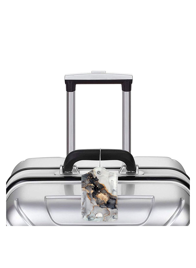Excefore 2 Pcs Luggage Tags Privacy Cover ID Label with Stainless Steel Loop and Address Card for Travel Bag Suitcase(Cloudy Marble)  - Image 3