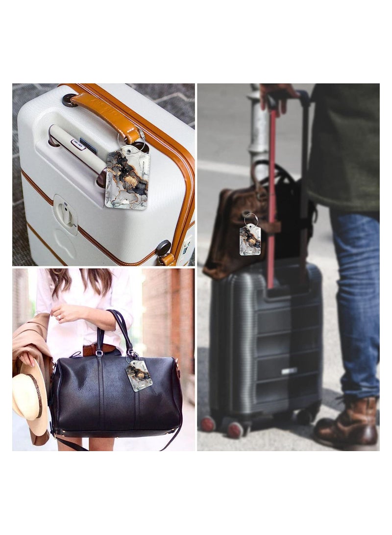Excefore 2 Pcs Luggage Tags Privacy Cover ID Label with Stainless Steel Loop and Address Card for Travel Bag Suitcase(Cloudy Marble)  - Image 2