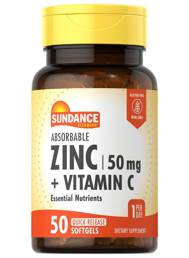 Sundance Absorbable Zinc with Vitamin C | 50mg | 50 Softgels | Essential Nutrients | Non-GMO and Gluten Free Supplement - Image 1