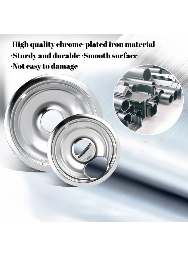 McDou Chrome Drip Pan Set For Electric Stoves, Compatible With Ge Stoves, Include 2 Pcs 6'' And 2 Pcs 8 '' Cooktop Drip Pans - Image 5