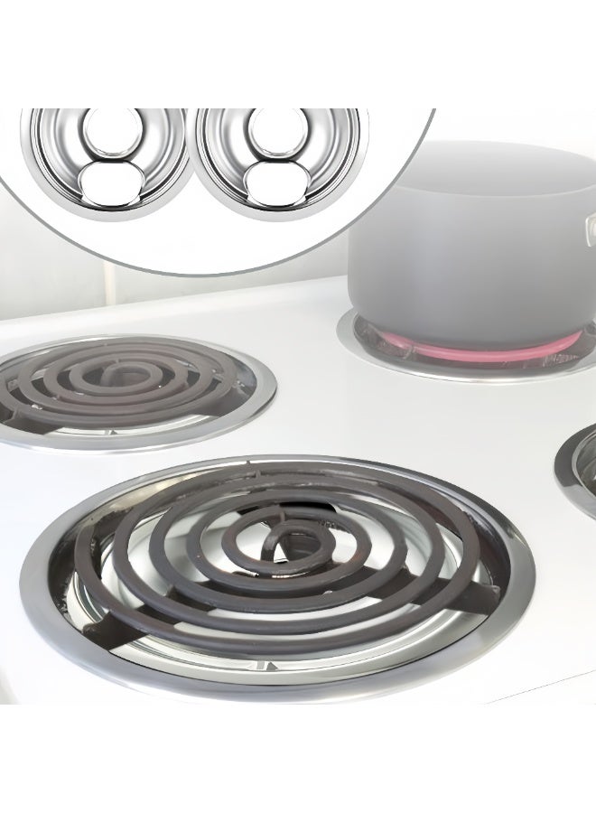 McDou Chrome Drip Pan Set For Electric Stoves, Compatible With Ge Stoves, Include 2 Pcs 6'' And 2 Pcs 8 '' Cooktop Drip Pans - Image 2
