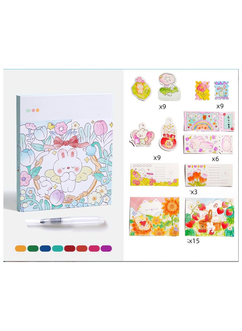 KASTWAVE Paint with Water Coloring Book, Magic Watercolor Paint Set with Glowing Paper, Mess Free Drawing Kit with 30 Pages and 2 Brushes, Arts and Crafts for Girls Boys, Water Colors Paint Kids - Image 1