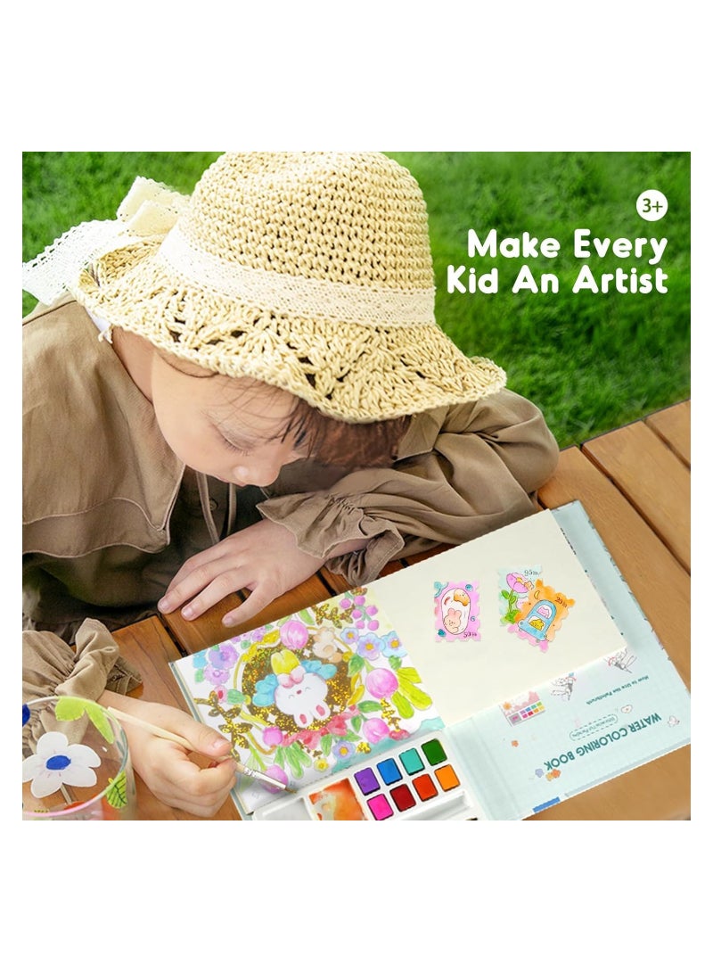 KASTWAVE Paint with Water Coloring Book, Magic Watercolor Paint Set with Glowing Paper, Mess Free Drawing Kit with 30 Pages and 2 Brushes, Arts and Crafts for Girls Boys, Water Colors Paint Kids - Image 3