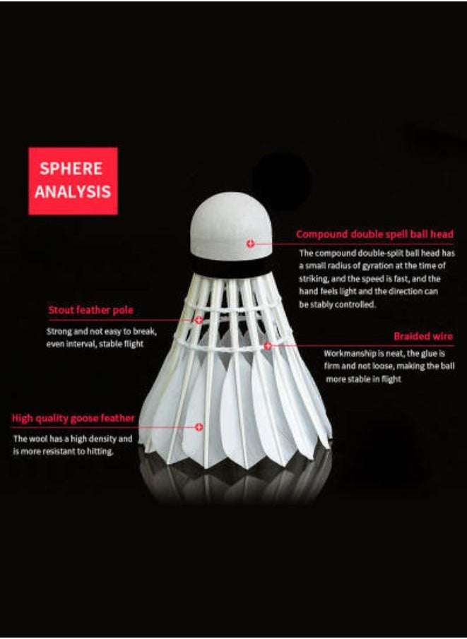 Whizz 3 Pcs Natural Feather Badminton Shuttles Fiber Cork Sports Training Badminton Shuttles For Indoor And Outdoor, White  - Image 3