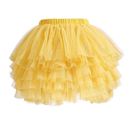 elamccor Tutu Skirt for Baby Girl Toddler 6 Layered Tulle Skirts 1-8T Dark Yellow - Image 1