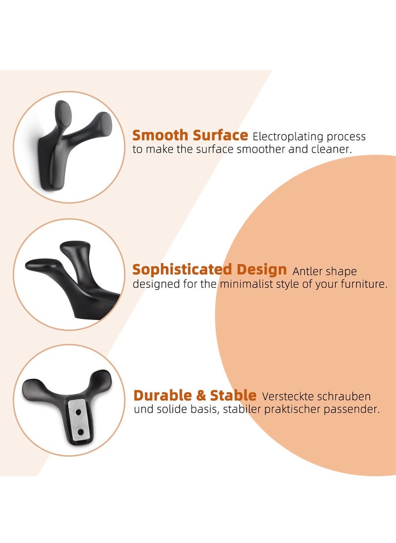 SYOSI SYOSI, 4pcs Wall Mounted Coat Hooks, Antler Double Prong Durable Wall Hooks Heavy Duty, Minimalist Design Hook for Hat Key Towel, Bath Robe Hooks  - Image 4