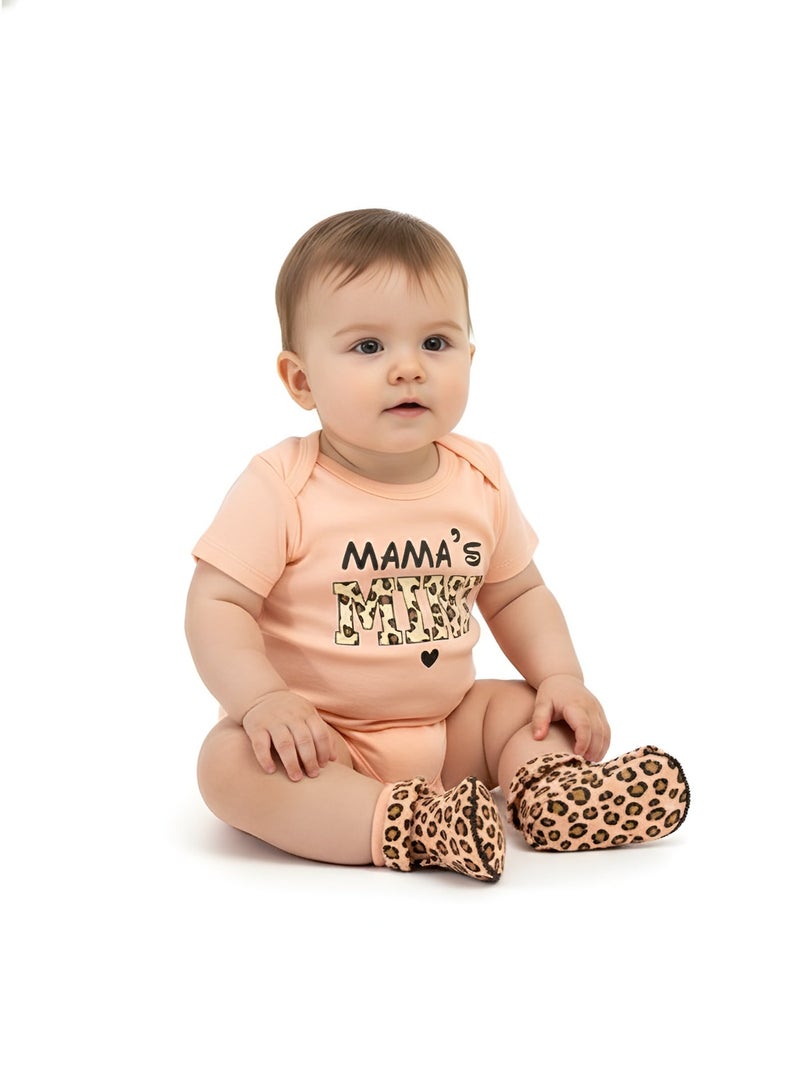 Bambimici 3-Piece Short Sleeve Leopard Print Bodysuit for Baby Girl - Image 2