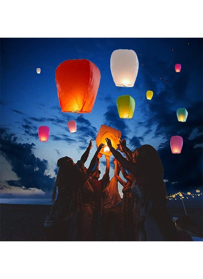 Arabest Chinese Sky Lanterns 10 Pcs, Chinese Lanterns to Release Paper Lantern, Flying Lanterns, Wish Lanterns for Memory of Family, Party, Ramadan, Eid, Holiday, Easy to Use, Biodegradable, Multicoloured  - Image 1