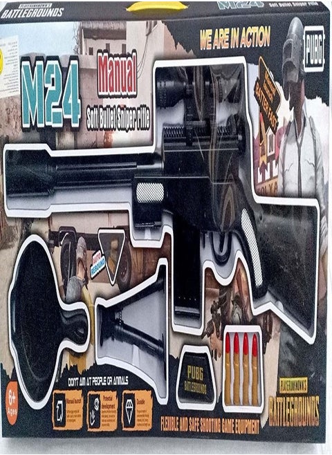 M24 gun with scope and soft bullet sniper rifle and pubg pan Toy