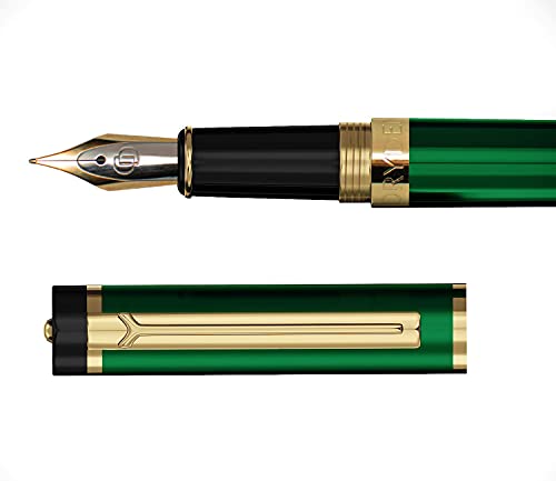 Dryden Designs Fountain Pen. Medium Nib Premium Box | 6 Ink Cartridges Included (Emerald Green) - Image 4