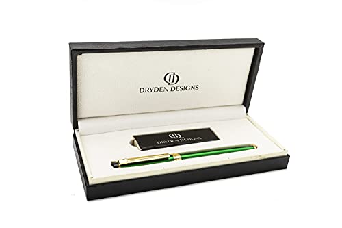 Dryden Designs Fountain Pen. Medium Nib Premium Box | 6 Ink Cartridges Included (Emerald Green) - Image 3