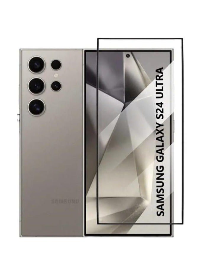 حماية شاشة HD شفافة مقاومة للخدش زجاج مقسى لحماية الشاشة لهاتف سامسونج جالاكسي S24 ألترا 9D أسود