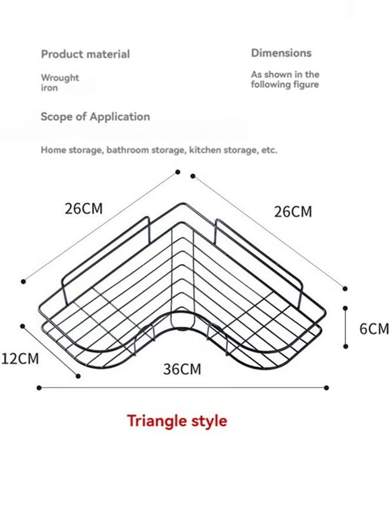 Bathroom Storage Rack, Corner Shower Caddy, Adhesive Corner Organizer Shelves – No Drilling Stainless Steel Shower Storage Rack for Bathroom, Dorm, Kitchen, Space-Saving Design – White (Includes 2 Adhesive Hooks) - Image 2