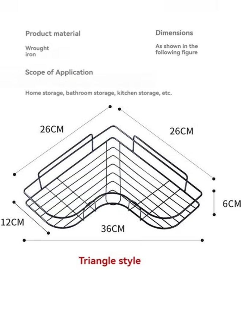 JACIRCLE Bathroom Storage Rack, Corner Shower Caddy, Adhesive Corner Organizer Shelves – No Drilling Stainless Steel Shower Storage Rack for Bathroom, Dorm, Kitchen, Space-Saving Design – White (Includes 2 Adhesive Hooks) - Image 3