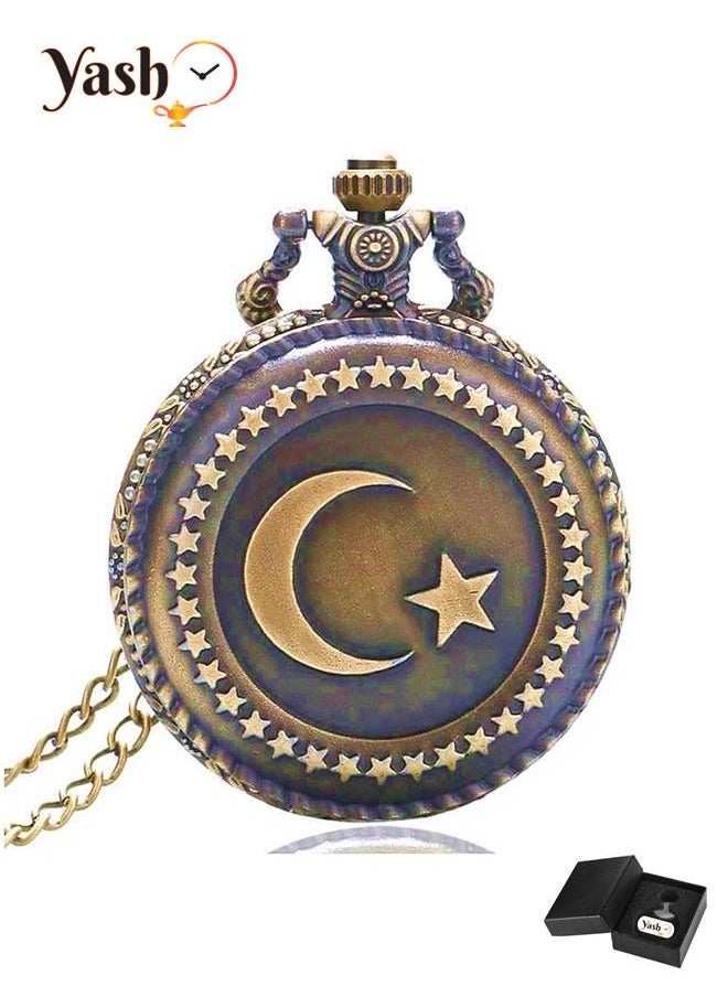 YASH Yash Turkey Flag Design Moon Star Quartz Pocket Watch  - Image 2