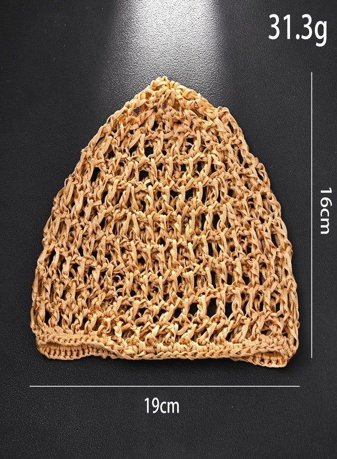 STONEFANS Hair Accessories for Women - Cute Brown Braided Headband Mesh Hair Wrap Net Headpiece for Women Head Chain Caps Prom Brown Headband 1920s Accessories - Image 2