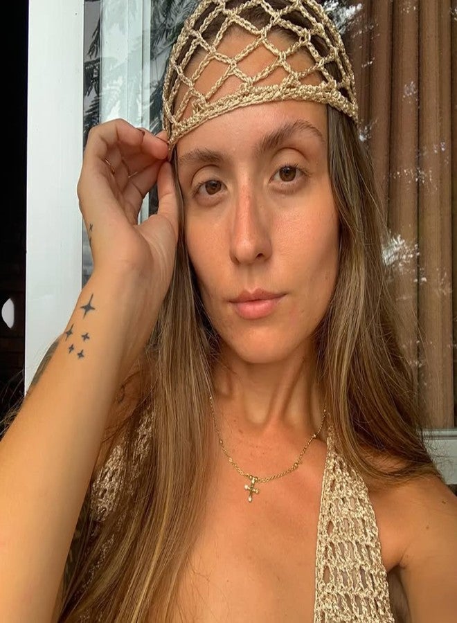 STONEFANS Hair Accessories for Women - Cute Brown Braided Headband Mesh Hair Wrap Net Headpiece for Women Head Chain Caps Prom Brown Headband 1920s Accessories - Image 3