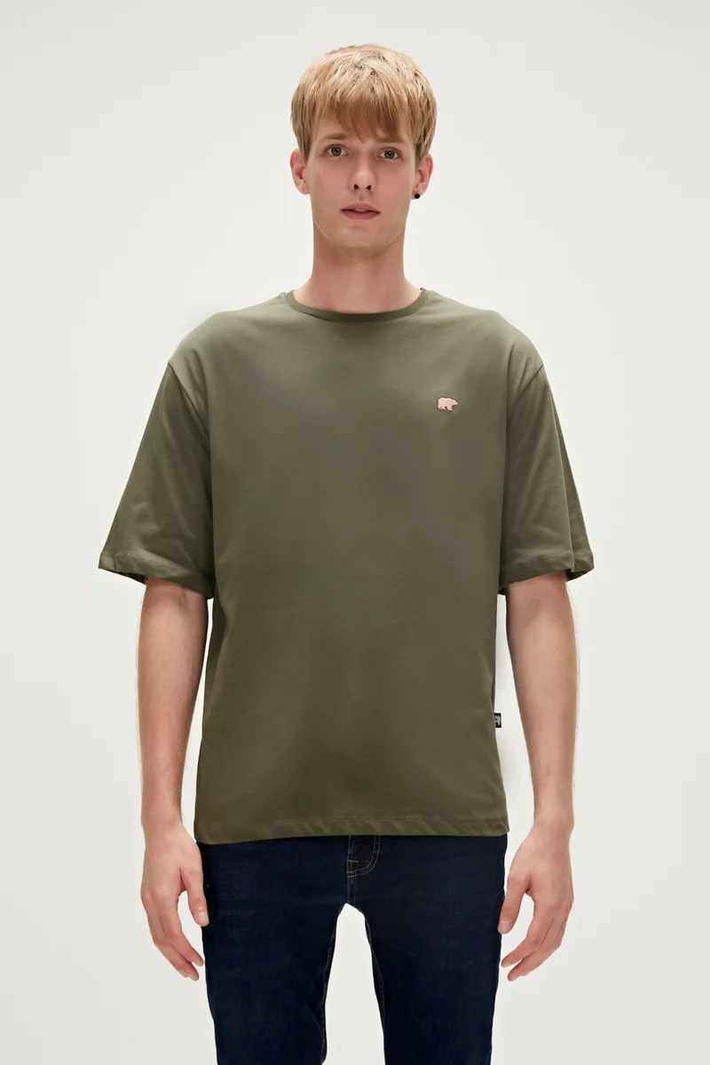 باد بير Reality T-Shirt Khaki Green Oversize Basic Men's T-Shirt