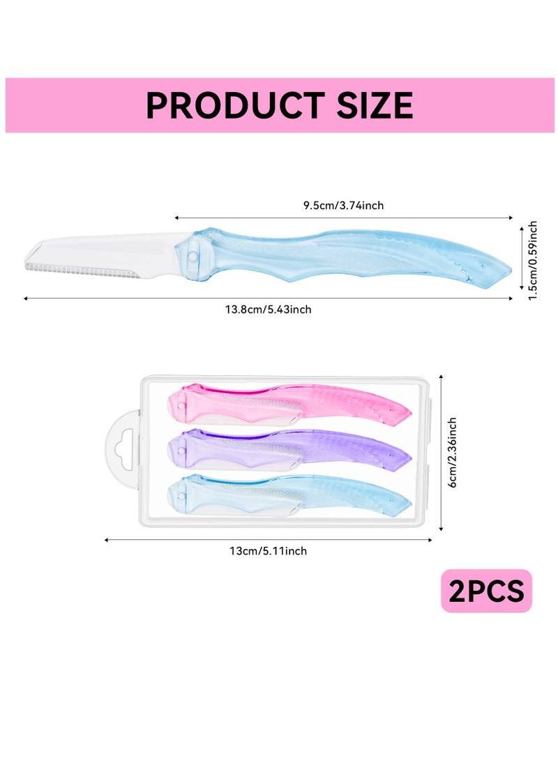 Zikra Fold Eyebrow Razors, 6 Pcs Facial Hair Remover Face Shaver Trimmer Shaper Face Razor Dermaplaning Blades For Face Exfoliating Dermaplaning Tool For Women And Men - Image 2