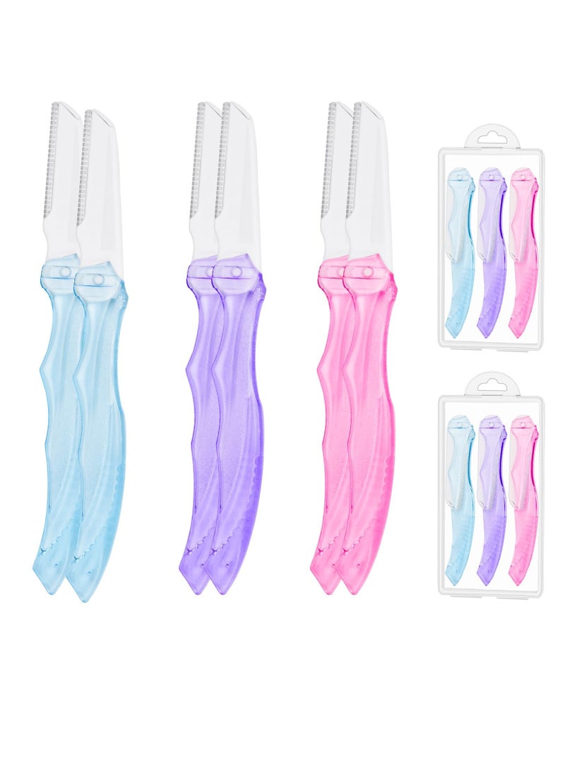 Zikra Fold Eyebrow Razors, 6 Pcs Facial Hair Remover Face Shaver Trimmer Shaper Face Razor Dermaplaning Blades For Face Exfoliating Dermaplaning Tool For Women And Men - Image 1