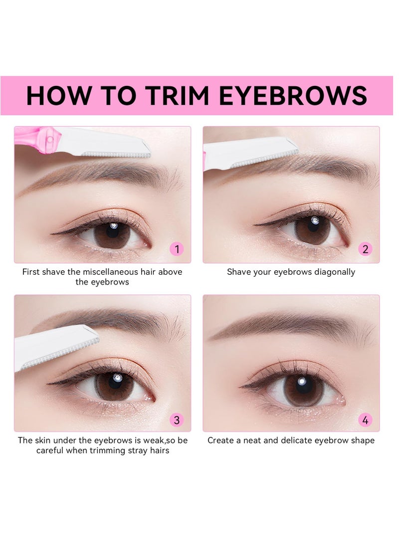 Zikra Fold Eyebrow Razors, 6 Pcs Facial Hair Remover Face Shaver Trimmer Shaper Face Razor Dermaplaning Blades For Face Exfoliating Dermaplaning Tool For Women And Men - Image 3