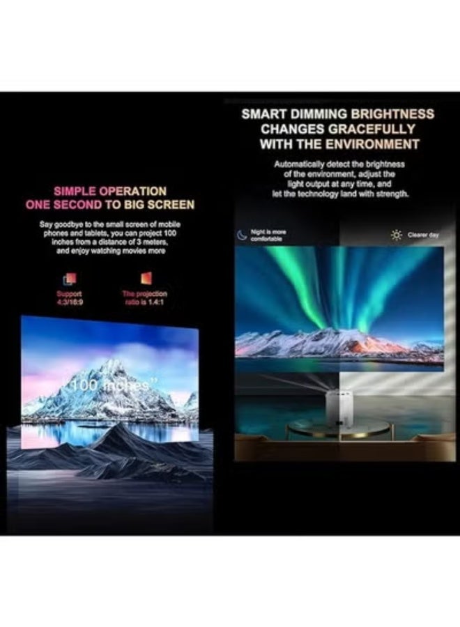 Umiio جهاز العرض الذكي Q3 برو – جهاز عرض مسرح منزلي محمول بدقة 4K HD مع واي فاي وبلوتوث، وحدات تحكم ألعاب لاسلكية مزدوجة، تصحيح الزاوية، متوافق مع أندرويد/آي أو إس/كمبيوتر شخصي – أسود - Image 3