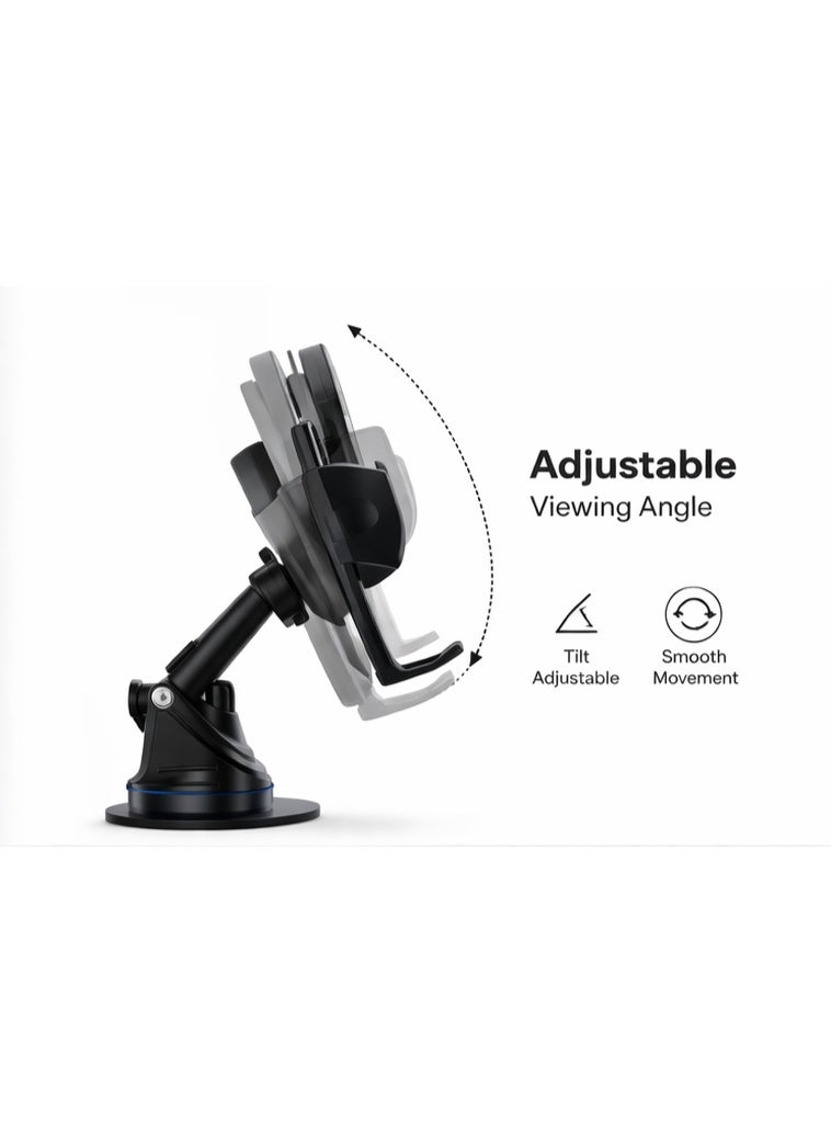 أيروكسا حامل جوال للسيارة AIROXA بقاعدة شفط قوية دوران 360 درجة حامل هاتف عالمي سهل الاستخدام بيد واحدة قابل للتعديل لون أسود - Image 2