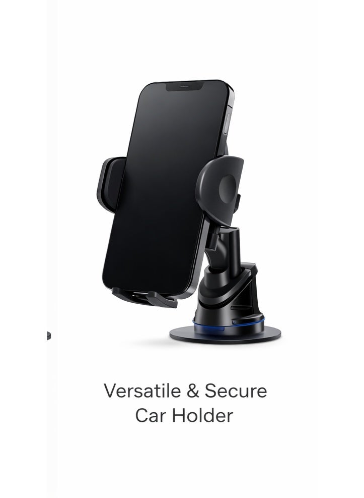 أيروكسا حامل جوال للسيارة AIROXA بقاعدة شفط قوية دوران 360 درجة حامل هاتف عالمي سهل الاستخدام بيد واحدة قابل للتعديل لون أسود - Image 5