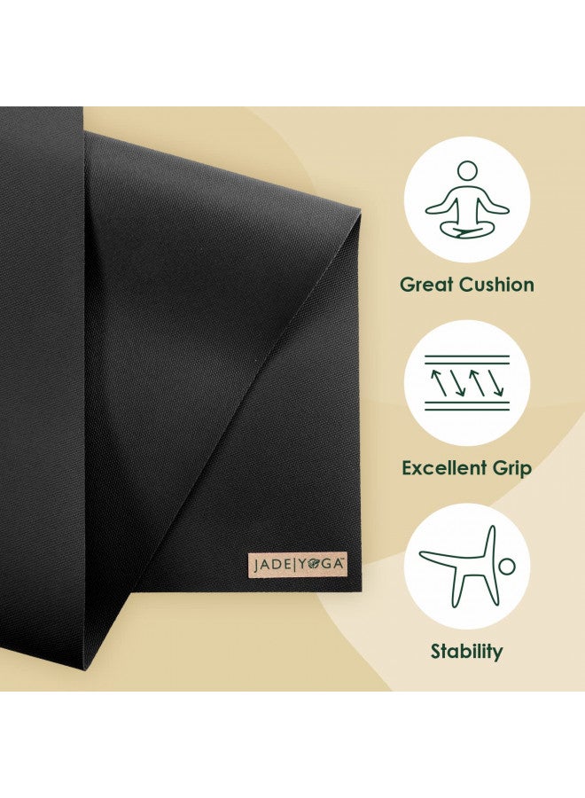 JadeYoga JadeYoga Harmony Yoga Mat - Durable & Thick Gym Fitness Mat, Non-Slip Natural Rubber Yoga Mat - Home Exercise & Stretching Mat, Workout Mat- Yoga, Pilates & Meditation for Women & Men (Black, 74'')  - Image 2