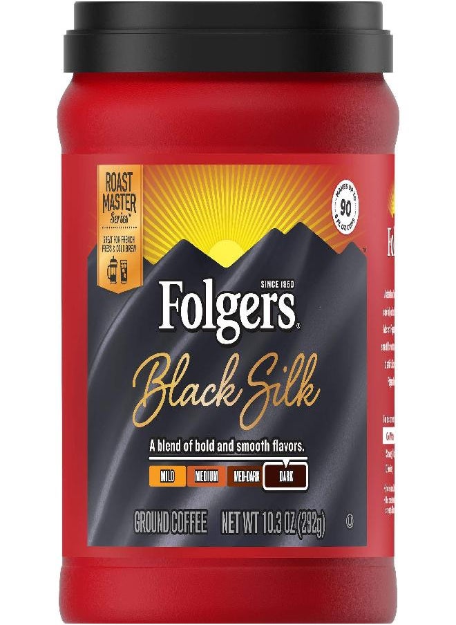 Folgers Folgers Black Silk Dark Roast Ground Coffee, 10.3 Ounces  - Image 1