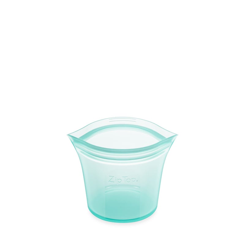 Zip Top Zip Top Reusable Food Storage Bags  Short Cup Teal  Silicone Meal Prep Container  Microwave Dishwasher and Freezer Safe  Made in the USA 