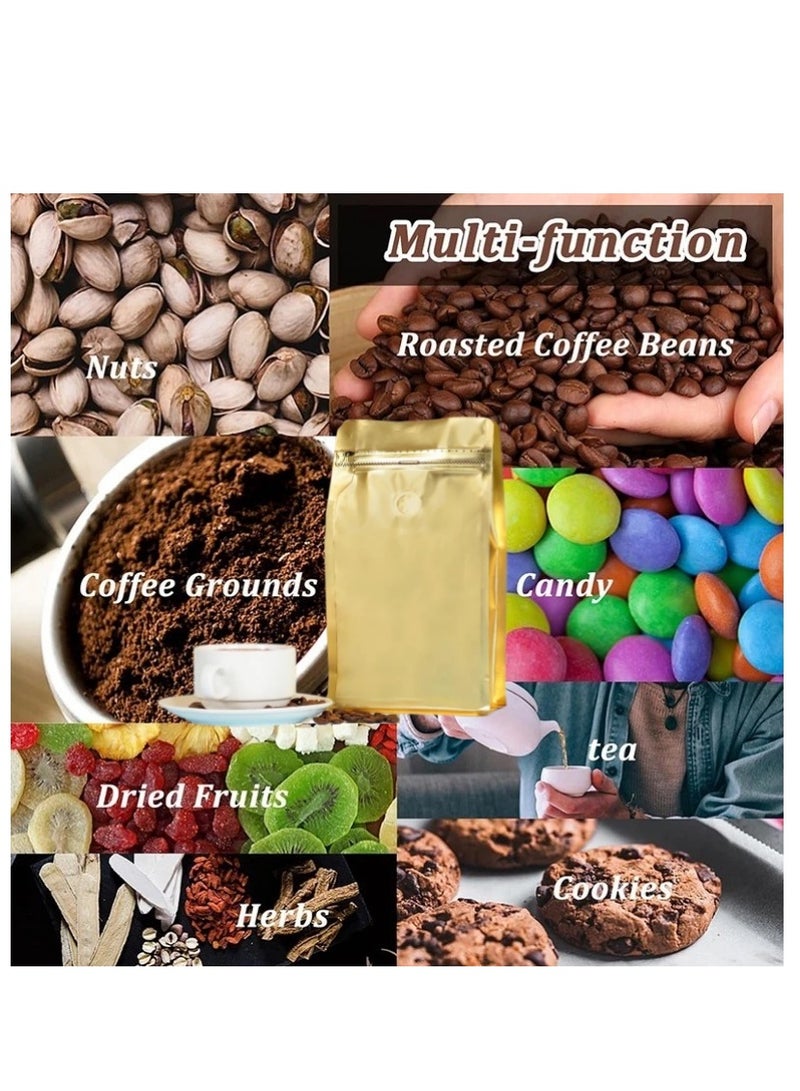12Pcs Coffee Storage Bags With Valve Flat Bottom Self-Sealing Resealable Food Storage Bags For Food Dried Herbs Multi-Usage Golden Color  - Image 5