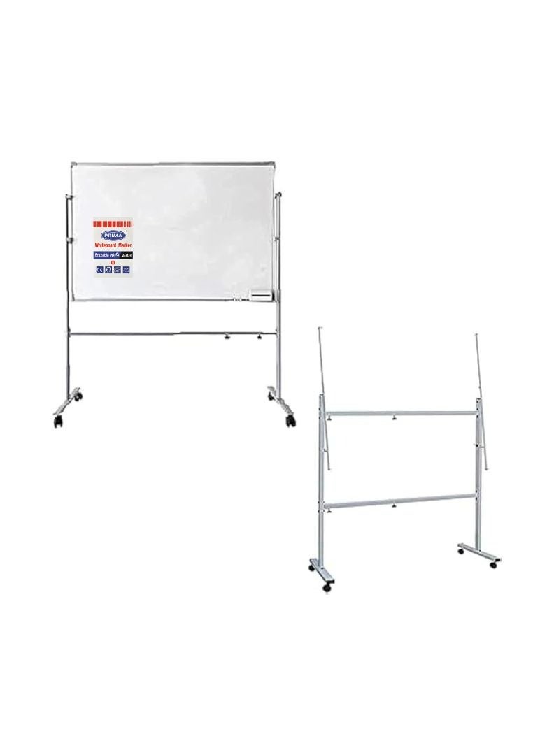 سبورة بيضاء مقاس 60*90 سم + ستاند مقاس 60*90 + 1 علبة اقلام سبورة بريما - Image 1