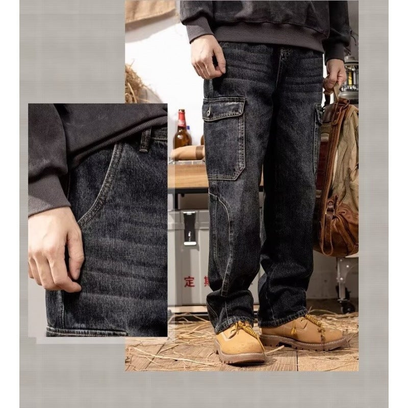 Unisex Classic Denim Jeans Loose Fit Daily Outdoor Wear - Image 3