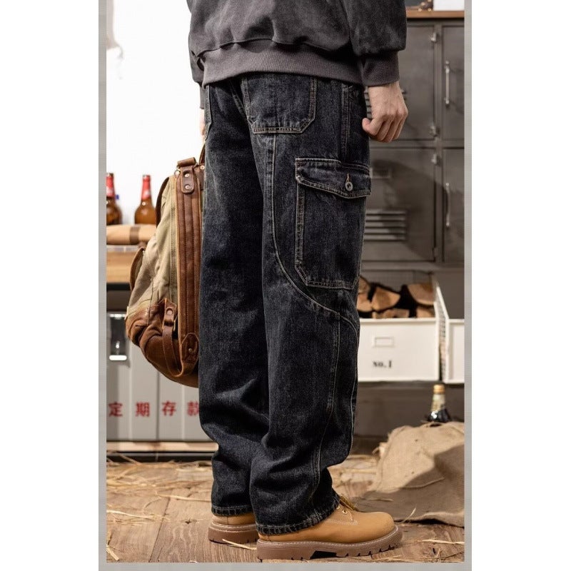 Unisex Classic Denim Jeans Loose Fit Daily Outdoor Wear - Image 1