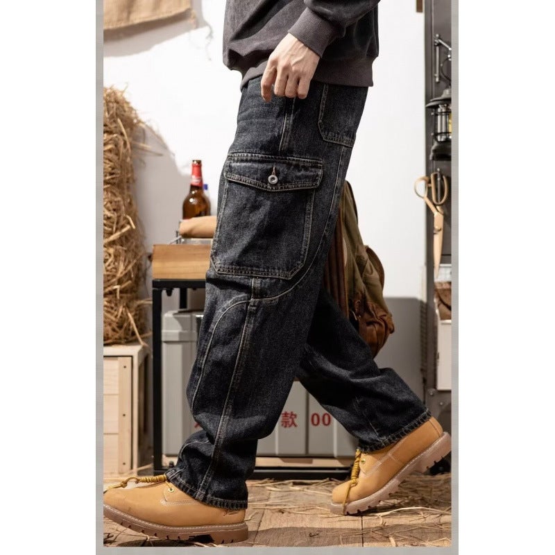 Unisex Classic Denim Jeans Loose Fit Daily Outdoor Wear - Image 5