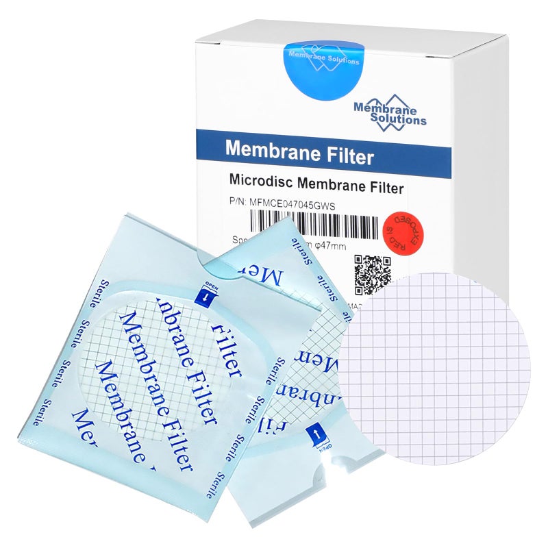 Membrane Solutions مرشح غشاء ميمبرين سوليوشنز MCE مع شبكة، مرشح غشاء استرالي مختلط، مرشح قرص غشاء معبأ بشكل فردي معقم، القطر: 47 مم، حجم المسام: 0.45 ميكرون، 100/عبوة - Image 1