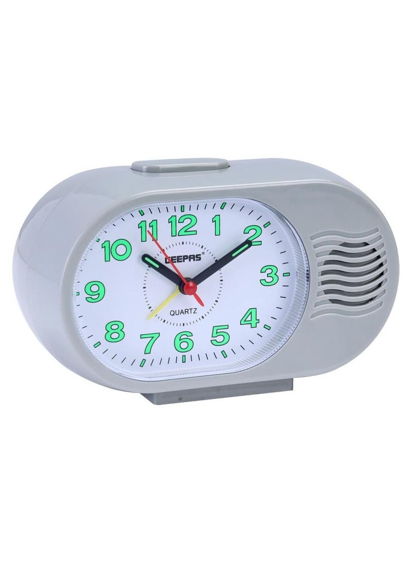 GEEPAS Geepas GWC26019 Bell Alarm Clock, Small Battery Operated, Analog Alarm Clock, Silent Non Ticking, Ascending Beep Sounds, Snooze, Light Functions, Perfect for Students, Housewives, Working Employees  - Image 1