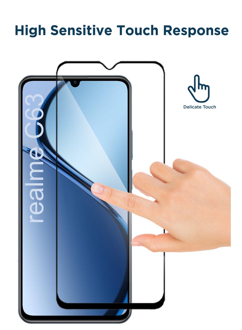 واقي شاشة زجاجي عام من الزجاج المقوى لهاتف Realme C63 - أسود