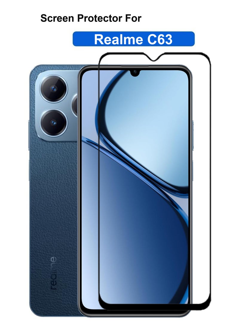 واقي شاشة زجاجي عام من الزجاج المقوى لهاتف Realme C63 - أسود