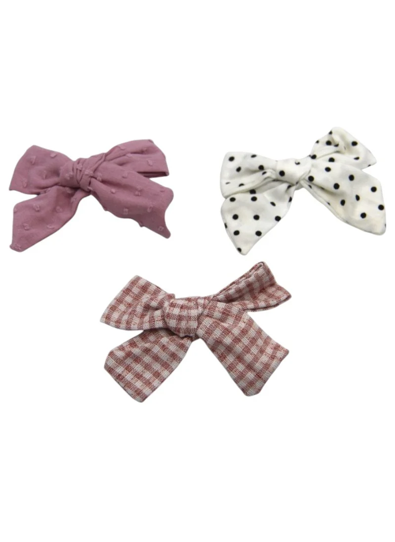 D'Daniela Rabia Ribbon Bow Clip Set For Babies and Girls - Dark Pink & Multicolor