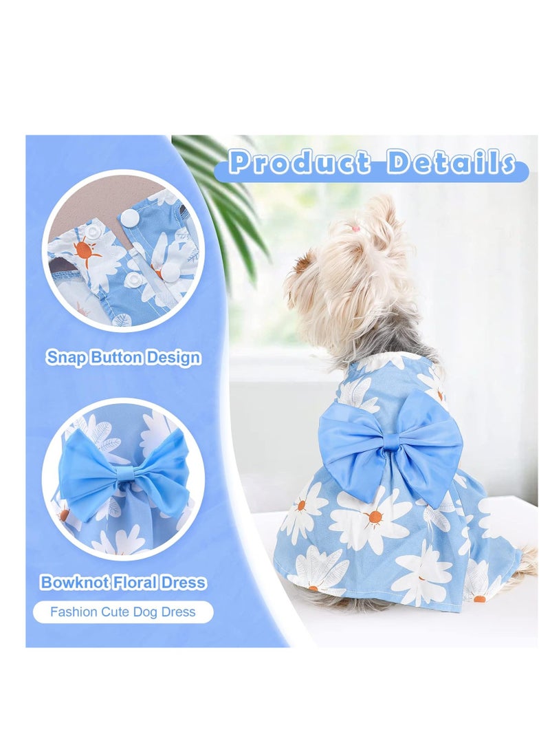 A.M - Cute Floral Pattern Dog Dress with Lovely Bow Pet Apparel Dog Clothes for Small Dogs and Cats | Puppy Summer Dress Birthday Pet Apparel Dress (Size: L, Bust: 42cm, Length 32cm) - Image 1