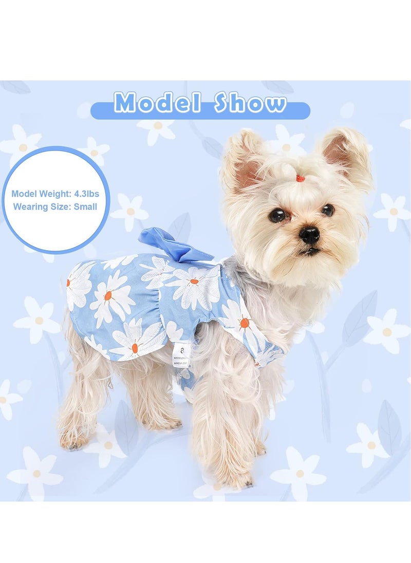 A.M - Cute Floral Pattern Dog Dress with Lovely Bow Pet Apparel Dog Clothes for Small Dogs and Cats | Puppy Summer Dress Birthday Pet Apparel Dress (Size: L, Bust: 42cm, Length 32cm) - Image 1